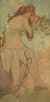 ALPHONSE MUCHA (1860-1939). [THE SEASONS.] Group of four decorative panels. 1896. 38x19 inches, 97x49 cm.